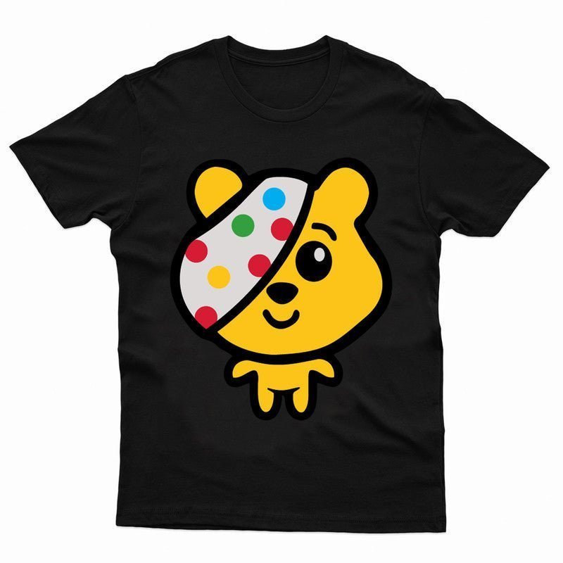 Pudsey Bear Kids Tshirt Big Head 2024 Spotty Day Children In Need Boys Girls Tee - TheMonkeyTees