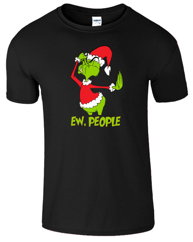 Funny Ew People Grinch T-Shirt Christmas Mens Kids Boys Sarcastic Tee Xmas Gift