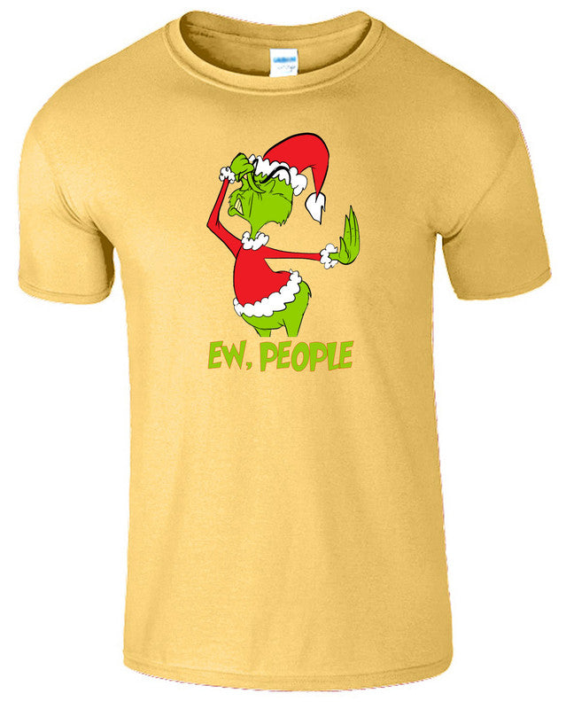 Funny Ew People Grinch T-Shirt Christmas Mens Kids Boys Sarcastic Tee Xmas Gift