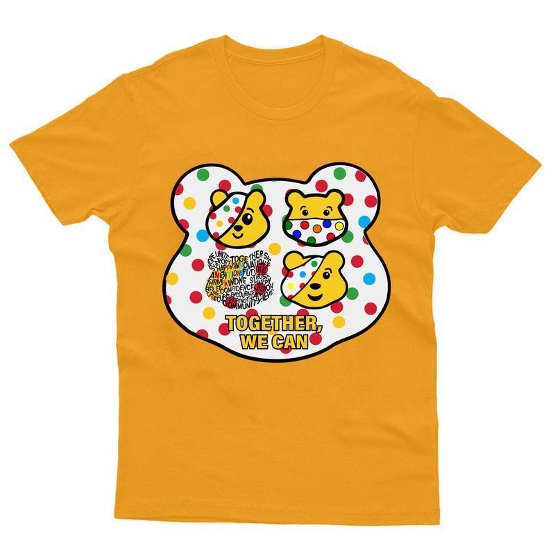 Pudsey Bear Kids Together We Can Spotty Day 2024 T-shirt Boys Girls Gift Top Tee - TheMonkeyTees