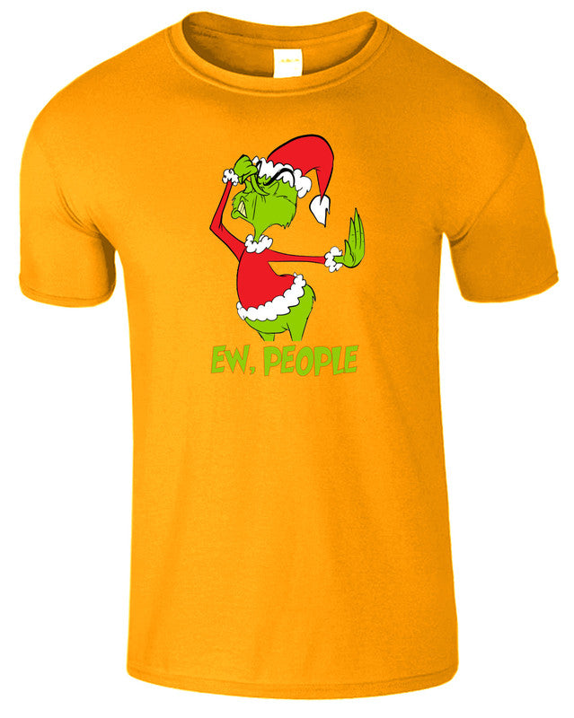 Funny Ew People Grinch T-Shirt Christmas Mens Kids Boys Sarcastic Tee Xmas Gift