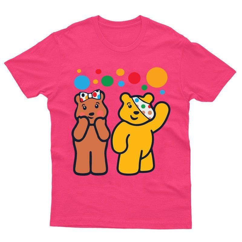 Spotty Day Kids T-Shirt Blush & Pudsey Bear Boys Girls Children In Need Tshirt - TheMonkeyTees