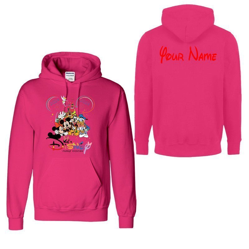 Personalised Mickey Minnie Disneyland Mens Kids Hoodie Family Trip 2024 Party - TheMonkeyTees