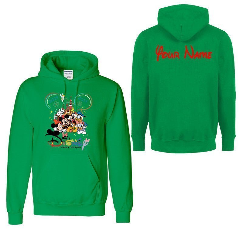 Personalised Mickey Minnie Disneyland Mens Kids Hoodie Family Trip 2024 Party - TheMonkeyTees