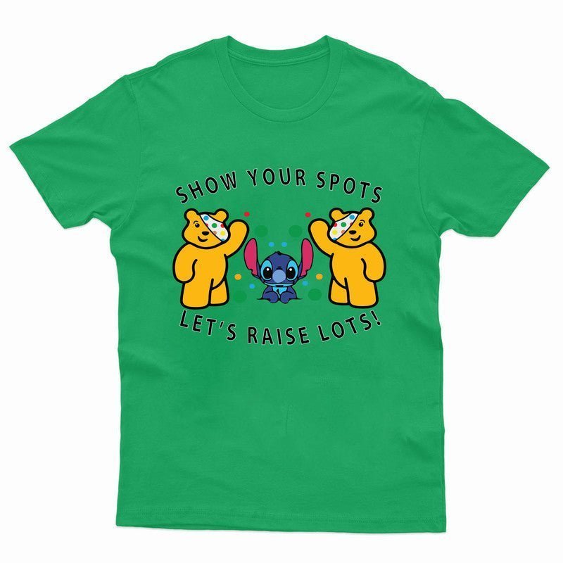 Pudsey Bear Stitch Kids Tshirt Spotty School Day Children In Need Top T Shirt - TheMonkeyTees