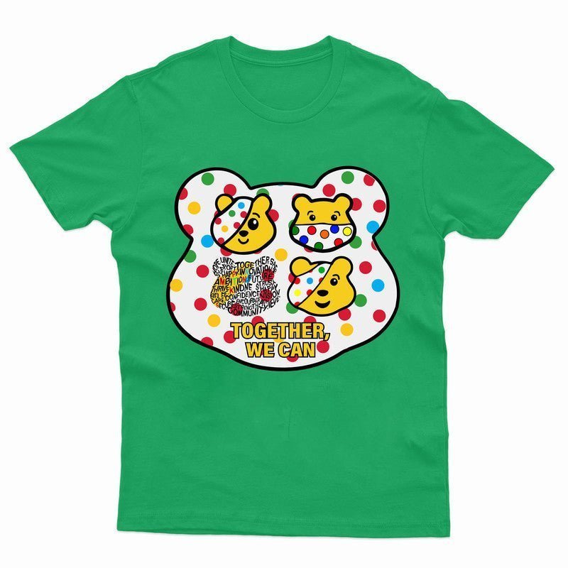 Pudsey Bear Kids Together We Can Spotty Day 2024 T-shirt Boys Girls Gift Top Tee - TheMonkeyTees