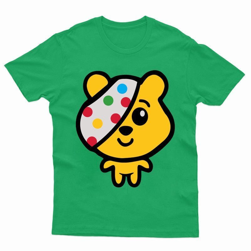 Pudsey Bear Kids Tshirt Big Head 2024 Spotty Day Children In Need Boys Girls Tee - TheMonkeyTees