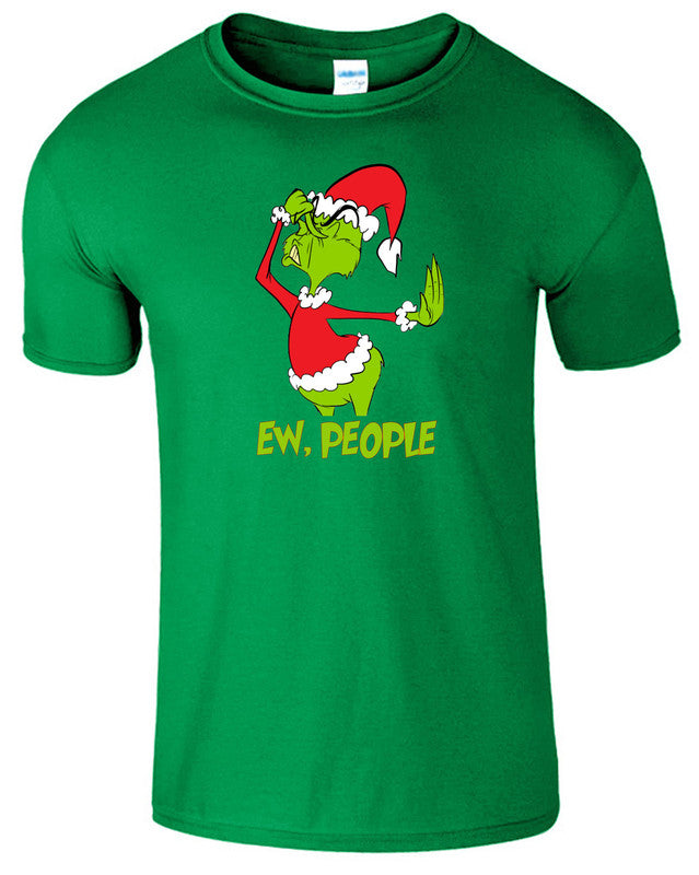 Funny Ew People Grinch T-Shirt Christmas Mens Kids Boys Sarcastic Tee Xmas Gift