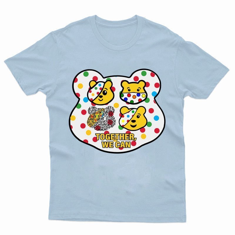 Pudsey Bear Kids Together We Can Spotty Day 2024 T-shirt Boys Girls Gift Top Tee - TheMonkeyTees