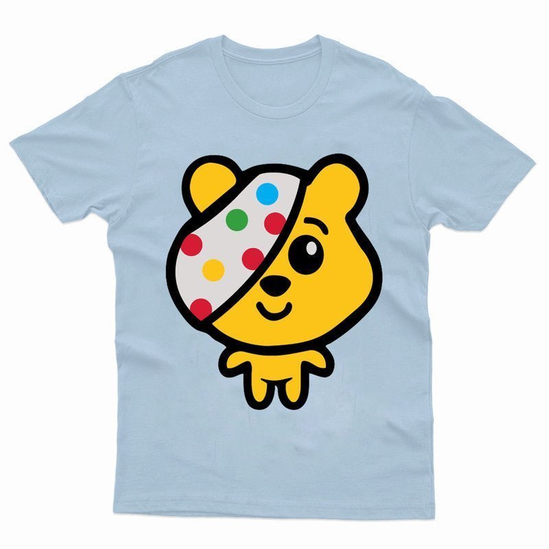 Pudsey Bear Kids Tshirt Big Head 2024 Spotty Day Children In Need Boys Girls Tee - TheMonkeyTees