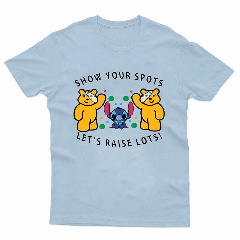 Pudsey Bear Stitch Kids Tshirt Spotty School Day Children In Need Top T Shirt - TheMonkeyTees