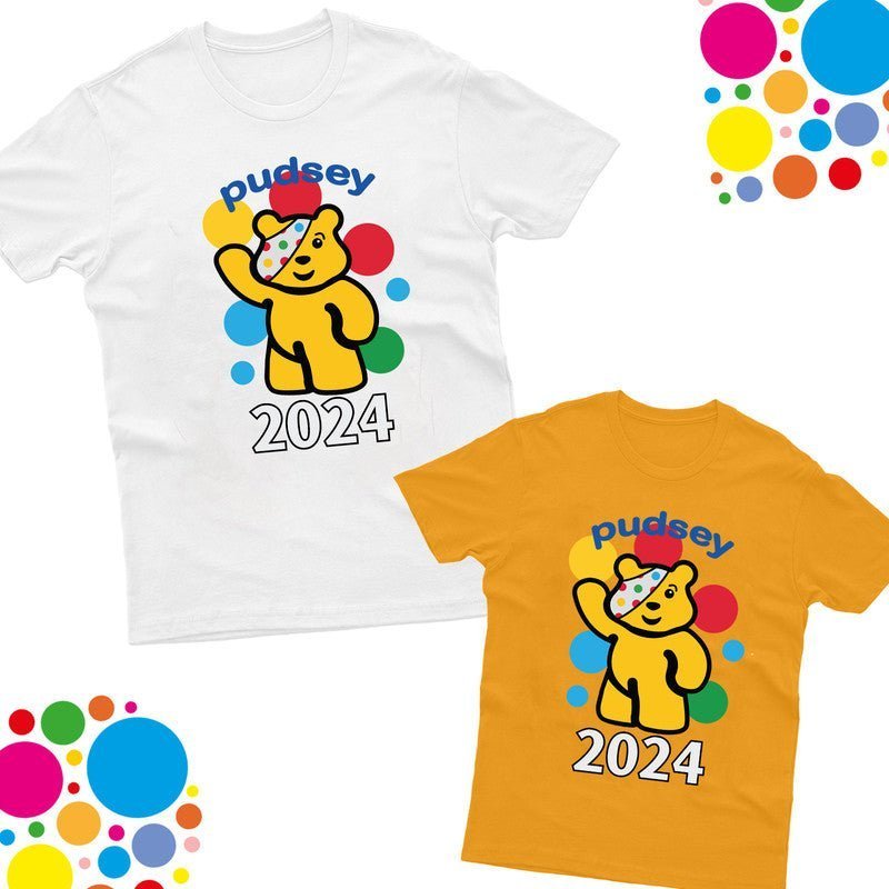 Spotty Pudsey Bear Kids T-Shirt Children In Need Dotty Spot Boys Girls Top Tee - TheMonkeyTees