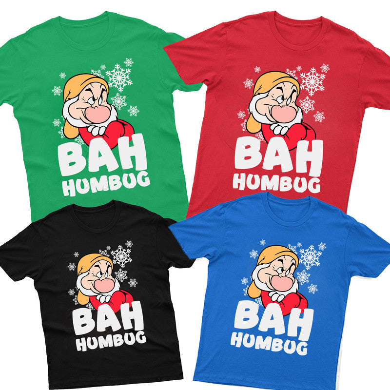 Bah Humbug Funny Christmas T-Shirt Xmas Costume Unisex Kids Boys Girls Tee Gift