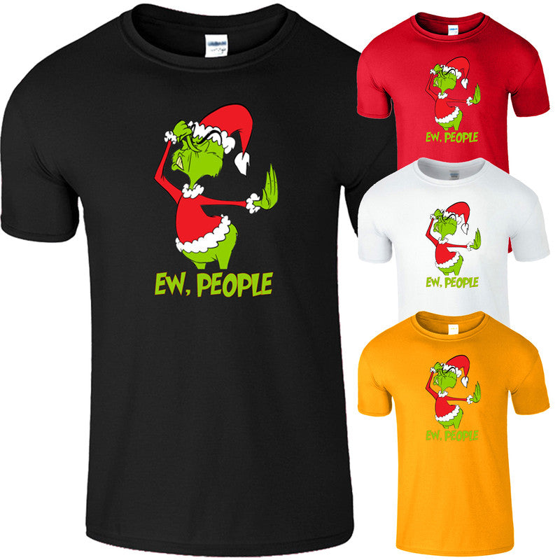 Funny Ew People Grinch T-Shirt Christmas Mens Kids Boys Sarcastic Tee Xmas Gift