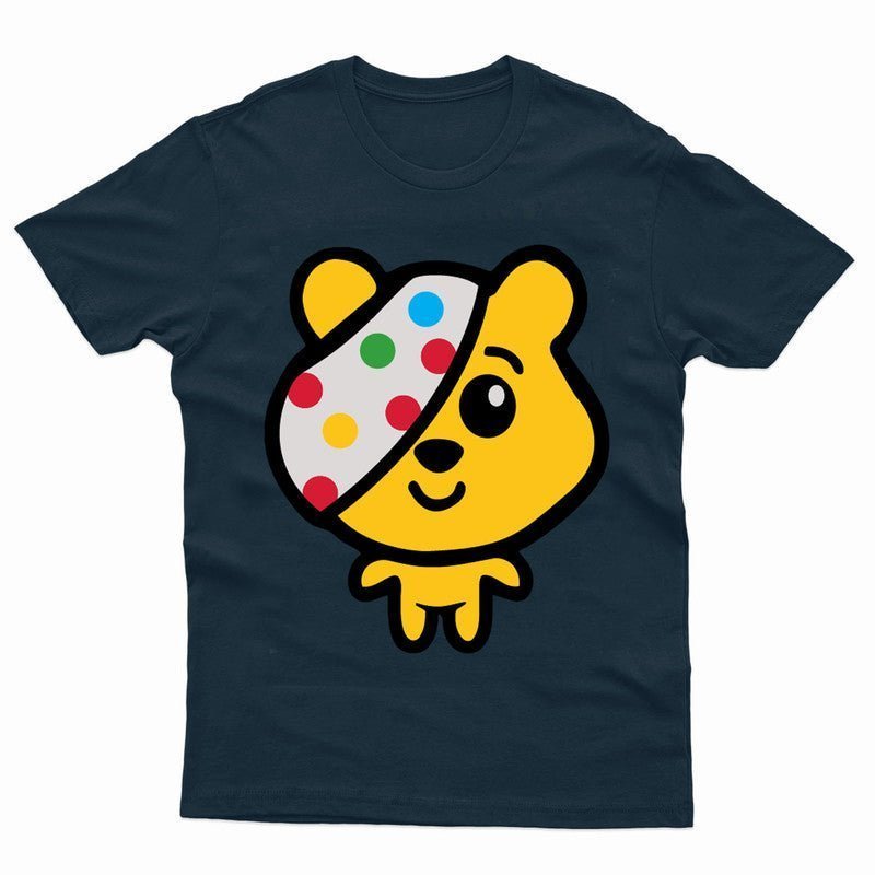 Pudsey Bear Kids Tshirt Big Head 2024 Spotty Day Children In Need Boys Girls Tee - TheMonkeyTees