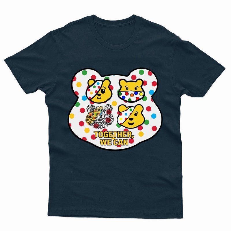 Pudsey Bear Kids Together We Can Spotty Day 2024 T-shirt Boys Girls Gift Top Tee - TheMonkeyTees