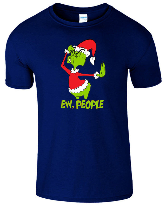 Funny Ew People Grinch T-Shirt Christmas Mens Kids Boys Sarcastic Tee Xmas Gift