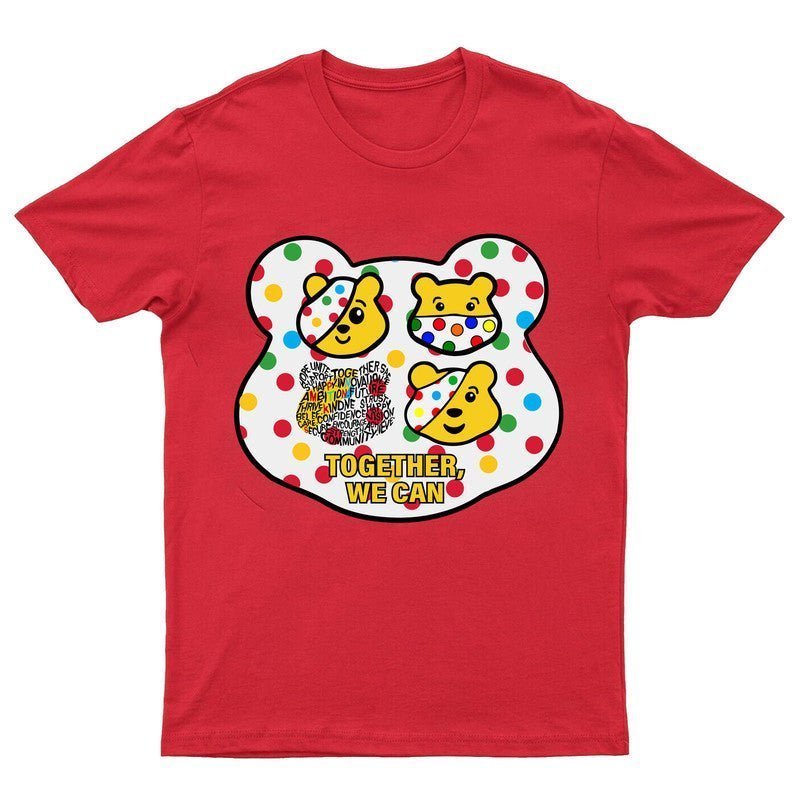 Pudsey Bear Kids Together We Can Spotty Day 2024 T-shirt Boys Girls Gift Top Tee - TheMonkeyTees