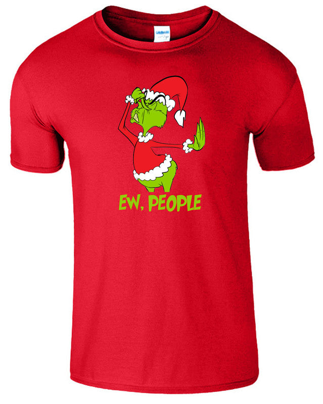 Funny Ew People Grinch T-Shirt Christmas Mens Kids Boys Sarcastic Tee Xmas Gift