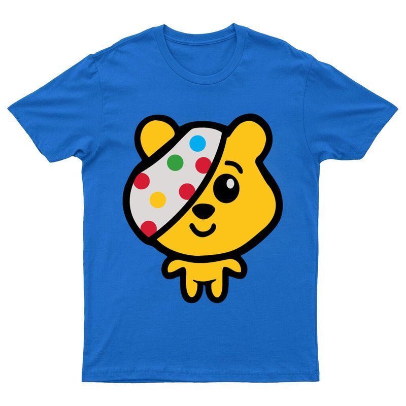 Pudsey Bear Kids Tshirt Big Head 2024 Spotty Day Children In Need Boys Girls Tee - TheMonkeyTees