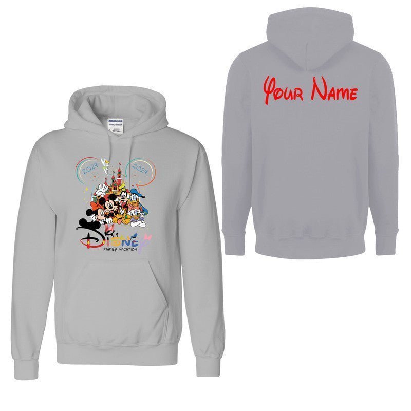 Personalised Mickey Minnie Disneyland Mens Kids Hoodie Family Trip 2024 Party - TheMonkeyTees