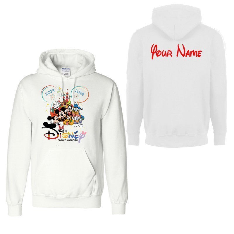 Personalised Mickey Minnie Disneyland Mens Kids Hoodie Family Trip 2024 Party - TheMonkeyTees