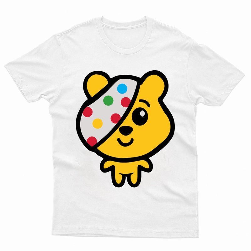 Pudsey Bear Kids Tshirt Big Head 2024 Spotty Day Children In Need Boys Girls Tee - TheMonkeyTees