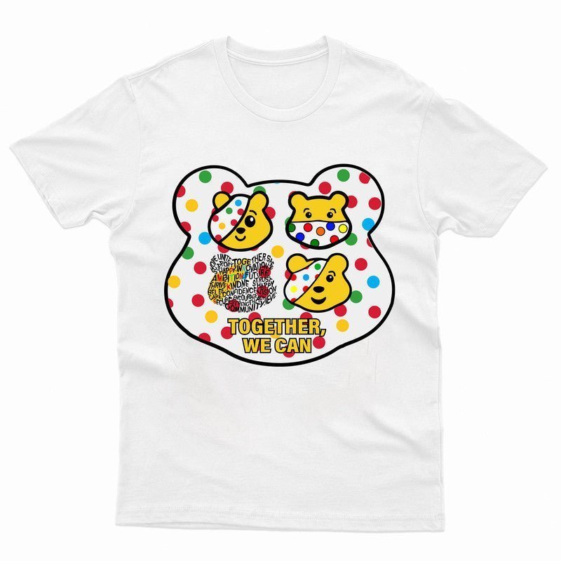 Pudsey Bear Kids Together We Can Spotty Day 2024 T-shirt Boys Girls Gift Top Tee - TheMonkeyTees