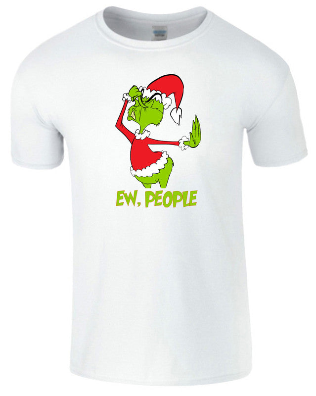 Funny Ew People Grinch T-Shirt Christmas Mens Kids Boys Sarcastic Tee Xmas Gift